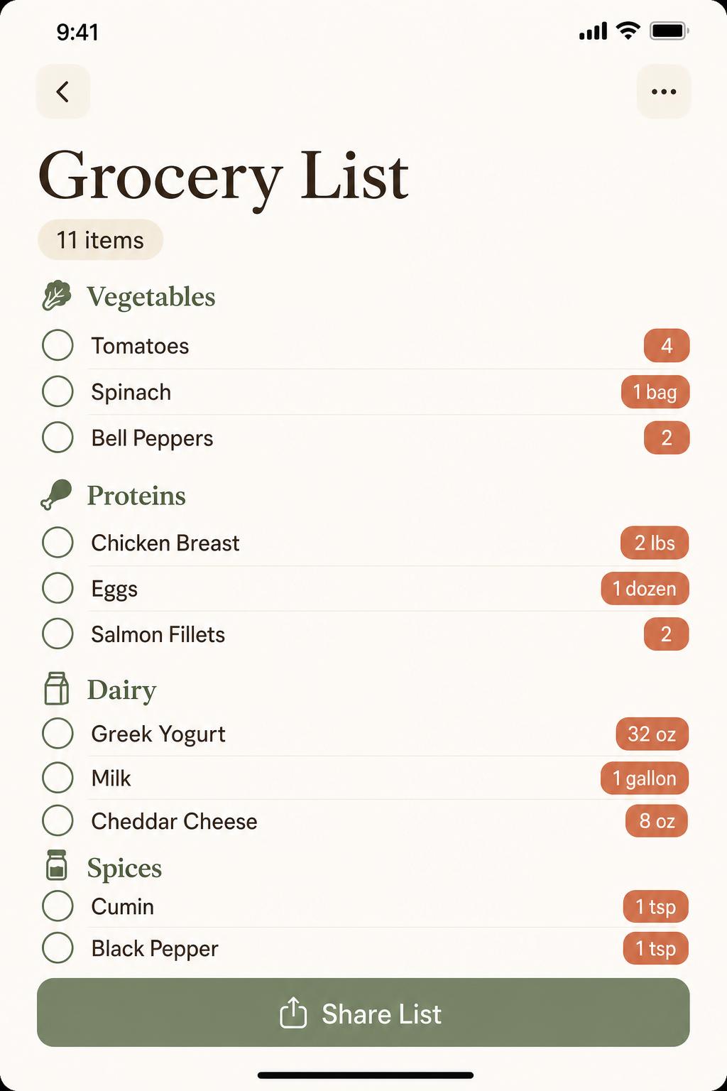 Grocery planner